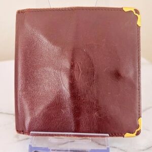 Cartier Vintage Burgundy Leather Wallet with‎ Gold Accents